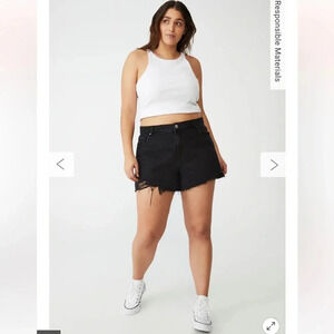 Curve A-Line High Rise Denim Short in Midnight Black Size 22